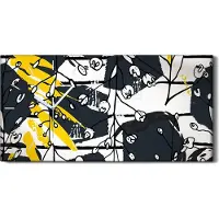 Coloray Wandbild Leinwand Bilder mit Uhr 60x30 Sommerblumen Tropischer Streifen Tier - weiße Hände