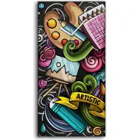 Coloray Küchenuhr Bürouhr Leinwand Uhr Quarz 30x60 Gekritzel der bildenden Kunst Cartoon - weiße Hände