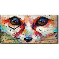 Coloray Leinwand Wanduhr Wandkunst Uhr Quarz 60x30 Fuchs Porträt Malerei in mehrfarbig - schwarze Hände