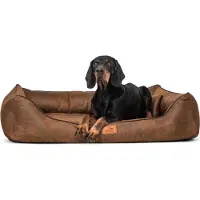 Tierlando Orthopädisches Hundebett ALBERTO ORTHO Velours Vintage - Größe: 120x85cm | Farbe: 28 Hellbraun