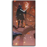 Coloray Dekor Leinwand Uhr Wandbilder 30x60 Zauberer der schwarzen Vögel Bäume - weiße Hände