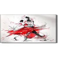 Coloray Wanduhr Bürouhr Leinwand Bild Geräuschlos 60x30 Foto Wandbild Volkstanz Tango - weiße Hände