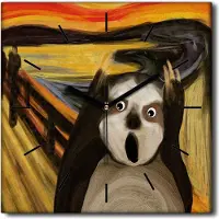 Coloray Uhr auf Leinwand 30x30 cm Wand Uhr Dekoration Wohnzimmer Segeltuch schwarze Hände -Scream Art Art.