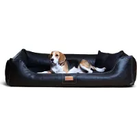 Tierlando Orthopädisches Hundebett Maddox Kunstleder Hundesofa Mittelgroß Große Hunde Hundesofa XL XXL - Größe: 150x100cm | Farbe: 03 Schwarz