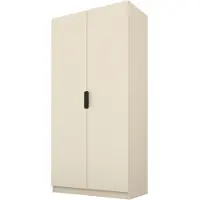 PAWS MÖBEL Kippbarer Beige Kleiderschrank 100x52x200 cm, zweitüriger offener Kleiderschrank ohne Spiegel, mit Einlegeböden und Kleiderbügel