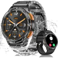 Sanorum Smartwatch Herren, 1,43 Zoll AMOLED Militär Smartwatch, mit Herzfrequenz Schlafüberwachung SpO2, 100+ Sportmodi, 5ATM Wasserdicht, Fitnessuhr Smart Watch für Android iOS