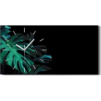 Coloray Dekor Leinwand Uhr Wandbilder Geräuschlos 60x30 Dschungel Botanisches Blatt - weiße Hände