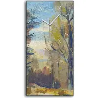 Coloray Wandkunst Leinwand Bild Uhr 30x60 Malerei Winter Schnee Wald Bäume Natur - weiße Hände