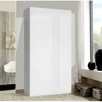 Extom Kleiderschrank Schlafzimmerschrank Aufsatz 137cm weiß matt / weiß Hochglanz