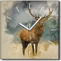 Coloray Uhr auf Leinwand 30x30 cm Wand Uhr Dekoration Wohnzimmer Segeltuch weiße Zeiger -Jagdwildtier