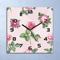 Coloray Wanduhr Echt-Glas-Küchenuhr Aquarell blüten grün Quarz 30x30 Deko Bilder