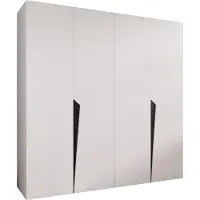 MEBLE KRYSPOL Schrank 200x202x52 cm mit Kleiderstange, 4xTür, PIANO, Weiß, Griff Schwarz