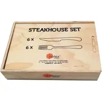 Solex Lena Besteckset Steakbesteck 12 teilig für 6 Personen inklusive Holzbox