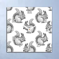 Coloray Deko Glasuhr Wanduhr 30x30 Eichhörnchen Kunst Quarz Küchenuhr Bürouhr