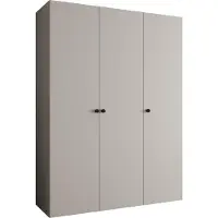 MEBLE KRYSPOL Schrank 150x202x52 cm mit Kleiderstange, 3xTür, PARMA, Kaschmir, Griff Schwarz