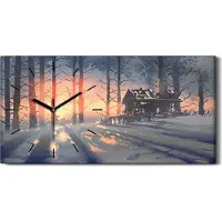 Coloray Leinwand Wanduhr Wandkunst Uhr Geräuschlos 60x30 Ölgemälde Kunst Bäume - schwarze Hände