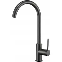 WAGRAN GranMaster IZIS Küchenarmatur Gun Metal – Edelstahl Wasserhahn Modern, 360° Drehbar, Einhebelmischer, Hoher Auslauf, Mattgrau, Inklusive Montageset