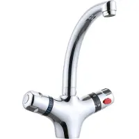 Easybuy Thermostat Waschtischarmatur Badarmatur Küchenarmatur 360° Schwenkbar Doppelgriff Wasserhahn Bad Waschbecken Armatur Waschtisch Mischbatterie