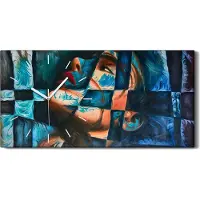 Coloray Küche Wohnzimmer Wand Leinwand Uhr 60x30 Malende Frauen Abstrakte Kunst - weiße Hände