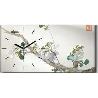 Coloray Wandkunst Leinwand Bild Uhr Geräuschlos Kunstdruck 60x30 Insekten und Blumen - schwarze Hände