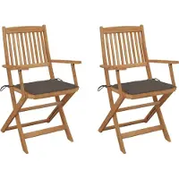 vidaXL Möbel Klappbare Gartenstühle 2 Stk. mit Kissen Massivholz Akazie - Stapelsessel 3064598