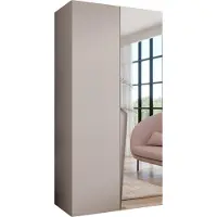 MEBLE KRYSPOL Schrank 100x202x52 cm mit Kleiderstange & Spiegel, 2xTür, PIANO, Kaschmir, Griff Kaschmir