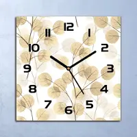 Coloray Wanduhr Echt-Glas-Küchenuhr Zweige mit runden Blättern Quarz 30x30 Deko Bilder