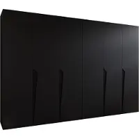 MEBLE KRYSPOL Schrank 300x202x52 cm mit Kleiderstange, 6xTür, PIANO, Schwarz, Griff Schwarz