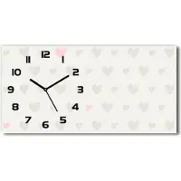 Tulup Wanduhr aus Glas – 60x30 cm - Glasbild - Glasuhr - Gehärtetes Glas - schwarze-zeiger - Herz-Hintergrund