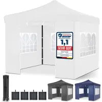 ONBEST Pavillon 3x3 | Wasserdicht | faltbar | Grau | mit Sandsäcke | Heringe | Seile | UV50+ | Premium