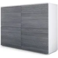 Vladon Sideboard Rova, Germany, Kommode mit 4 Türen, Weiß matt/Avola-Anthrazit (92 x 72 x 35 cm)