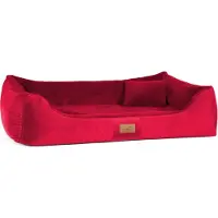 Tierlando Ultraweiches orthopädisches Hundebett FLOYD High-Tech-Velours und Plüsch VISCO - Größe: 80x60cm | Farbe: 04 Dunkelrot
