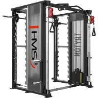 HMS TRYTON Fitnessstation mit 3D Smith Machine | Doppelter Kabelzug 2x90kg | Profi Kraftstation für Studio & Gym
