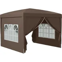 Fortuna Lai Pavillon ca.3x3m, wasserabweisend Stabil Winterfest Pop-up Faltpavillon, UV Schutz 50+, Faltbar Partyzelt Gartenzelt mit 4 Seitenteilen Tasche Gartenpavillon für Camping Garten, Kaffee