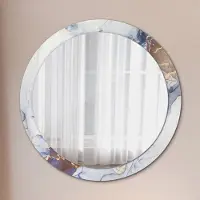 Coloray Ø90cm Spiegel - Glasrahmen mit Aufdruck - Wandspiegel Schlafzimmer - abstrakt flüssig Kunst