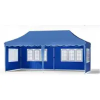 Happyment Partyzelt XL 3×6m – Pop-Up Pavillon / Gartenparty-Zelt – Blau – 6 abnehmbare Seitenwände – Höhenverstellbar, wasserdicht, wetterfest, pulverbeschichtetes Stahlgestell, 210D Oxford Stoff