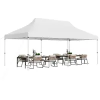 Goplus Pavillon 3x6m, Faltpavillon Pop up Pavillon wasserdicht stabil, Gartenpavillon höhenverstellbar mit Tragetasche, Partyzelt Gartenzelt Sonnenschutz für Outdoor Party Festival Hochzeit (Weiß)