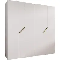 MEBLE KRYSPOL Schrank 200x202x52 cm mit Kleiderstange, 4xTür, ANDREW, Weiß, Griff Gold