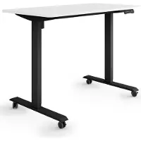ESmart Germany ETX-121BW 120 x 60 cm Weiß Ergonomischer Steh-Sitz-Schreibtisch auf Rollen Stufenlos elektrisch höhenverstellbar 78,5 - 128,5 cm 3x Memory USB Ladeport Aktivitätserinnerung