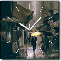Coloray Uhr auf Leinwand 30x30 cm Wand Uhr Dekoration Wohnzimmer Segeltuch weiße Zeiger -Regenschirm