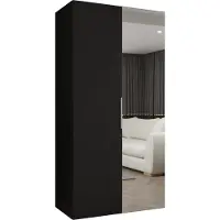 MEBLE KRYSPOL , Kleiderschrank, Schrank 100 cmx202x52, Schwarz, Kaschmir