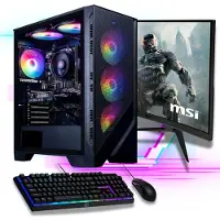 MeinPC Gaming Komplett PC SET AMD Ryzen 5700G 8x 4.6 Ghz 32GB Ram 500GB SSD Radeon MSI Board RGB Tower W-Lan Gamer 27" TFT 1ms 100 Hz Windows 11 Pro