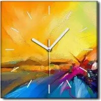 Coloray Uhr auf Leinwand 30x30 cm Wand Uhr Dekoration Wohnzimmer Segeltuch weiße Zeiger -Aquarelle Kunstkunst