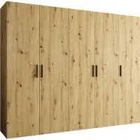 MEBLE KRYSPOL Schrank 250x202x52 cm mit Kleiderstange, 5xTür, BARI, Artisan-Eiche, Griff Schwarz