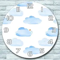 Coloray Wanduhr aus Glas Rund fi 30 Blau-Weiße Wolken Quarz Deko Wohnzimmer Büro
