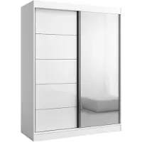 Mzm24 Schiebetürenschrank mit Spiegel Como 2D1L 150 Weiß (Lacobel)