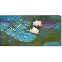 Coloray Küche Wohnzimmer Wand Leinwand Uhr Geräuschlos Kunstdruck 60x30 Wasser Lillien - weiße Hände