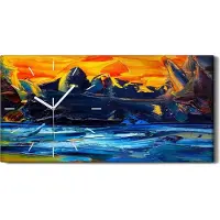 Coloray Küchenuhr Bürouhr Leinwand Uhr Geräuschlos 60x30 Malerei Aquarell farbenfroh - weiße Hände