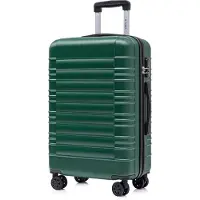 YONSLY Koffer Trolley Reisekoffer Suitcase, Rollkoffer Handgepäck ,mit 4 Rollen360°, Hartschalenreisekoffer, Zahlenschloss, Weicher Gummigriff (L,Dunkelgrün)