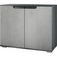 Vladon Kommode Sylt V3, Moderner Küchenschrank mit 2 großen Türen Anthrazit matt / Beton Oxid Optik (92,5 x 75.5 x 35)